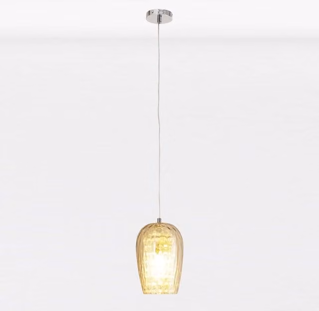First Choice Lighting Dimpled Glass and Jewelled Pendant Light in Silver and Transparent – 1