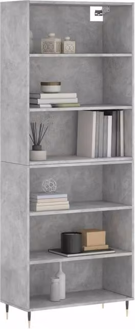 Berkfield Home Highboard in Concrete Grey, W/D/H: 69.5 x 32.5 x 180 cm – 1