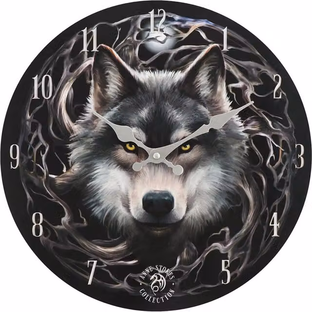 KDMK Night Forest Round Analog Quartz Wall Clock in Black and Multicolour, Diameter: 35 cm