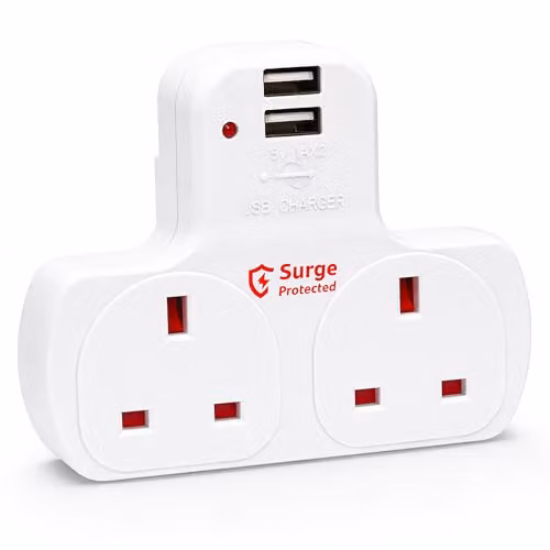 Innoteck 13A Triple Socket Adapter with 2-Way Surge Protection, White