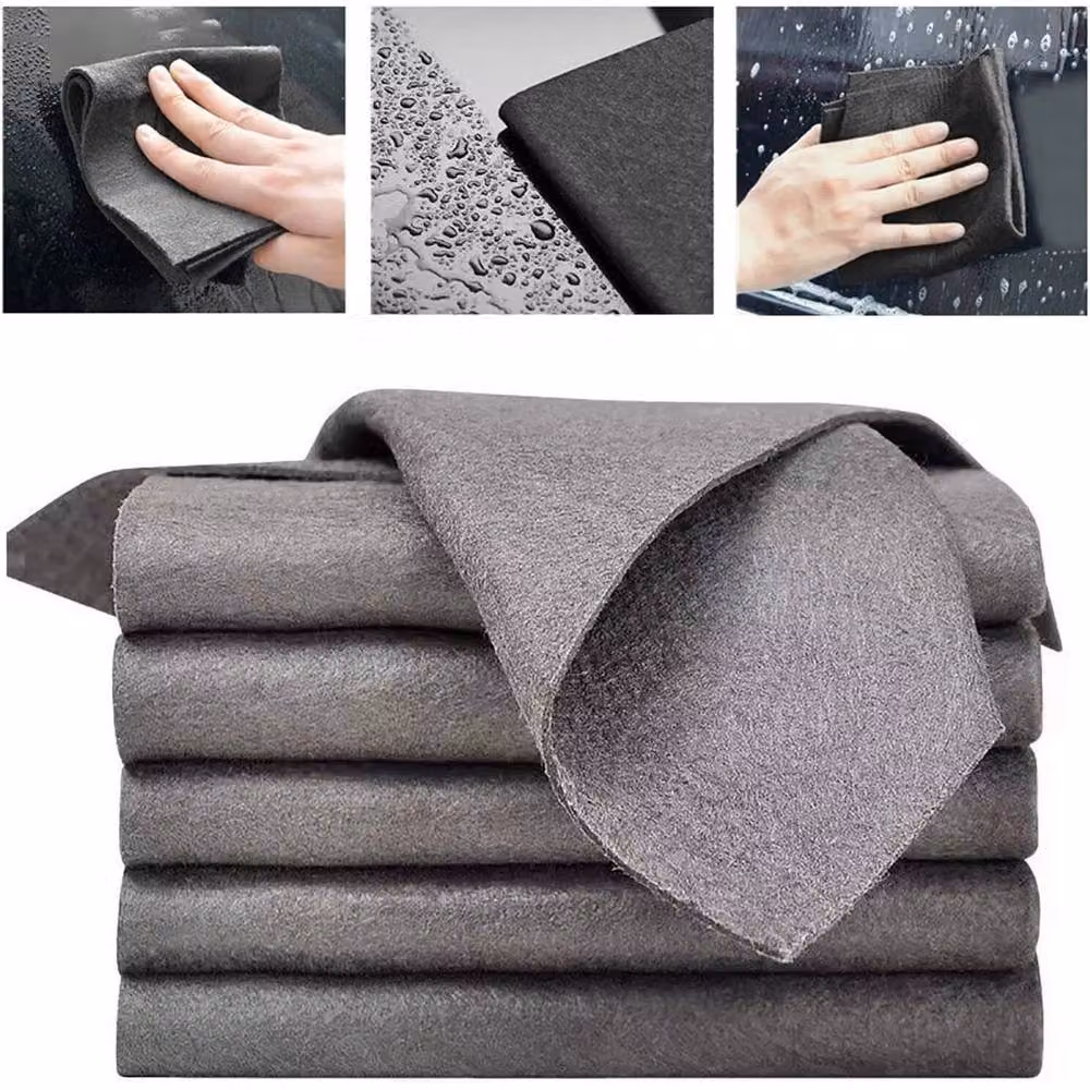 FLAVORA 10-Piece Thickened Magic Glass Cleaning Cloths in Grey, 0.6m2 – 2