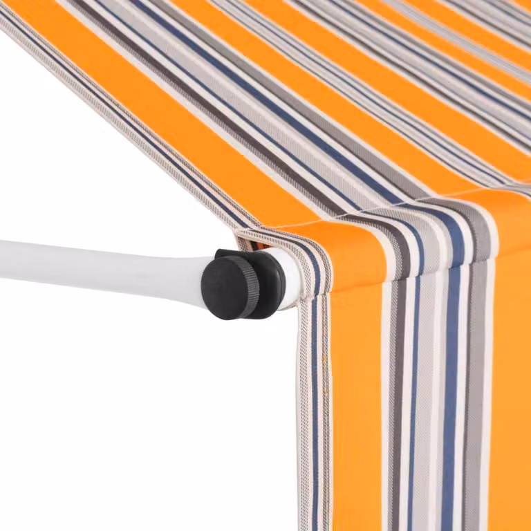 Berkfield Home Manual Retractable Awning in Yellow, Blue and Orange Stripes, 250 cm