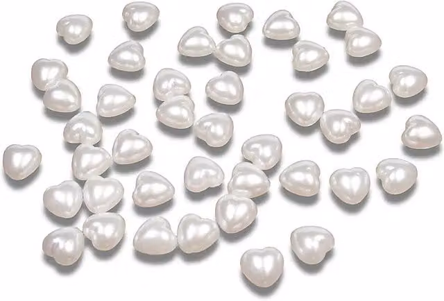 Syntego Pack of 50 White Pearl Heart Shape Flat Backed Beads
