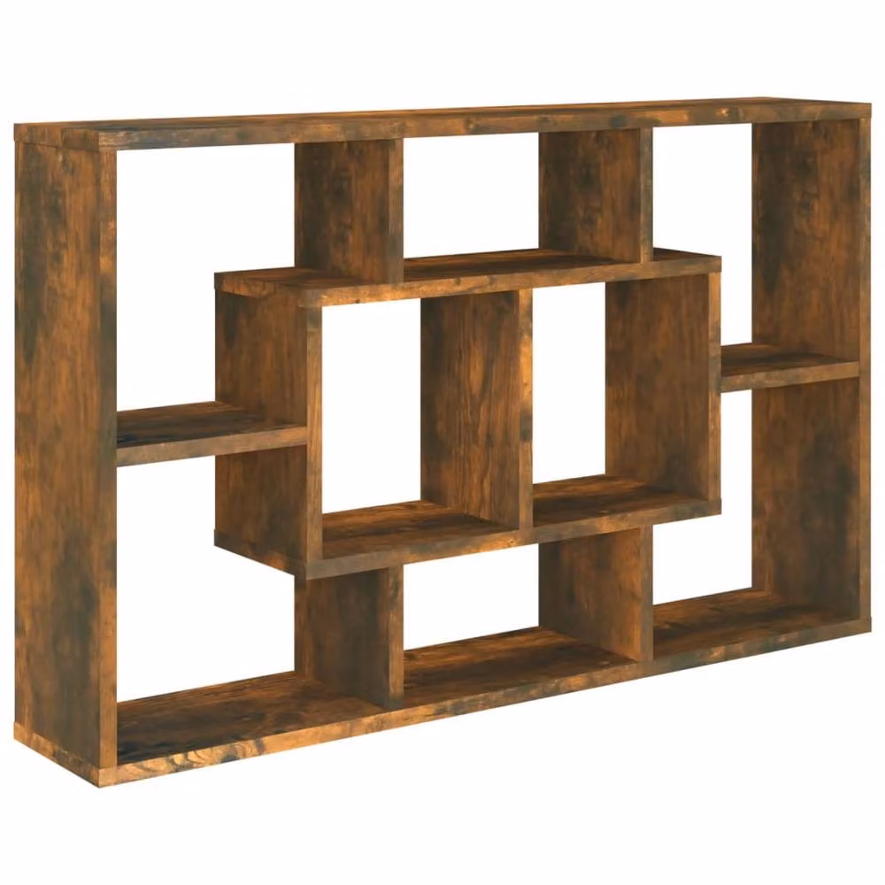 Berkfield Home Wall Mounted Smoked Oak Shelf in Brown, W: 85 cm, D: 16 cm, H: 52.5 cm – 2
