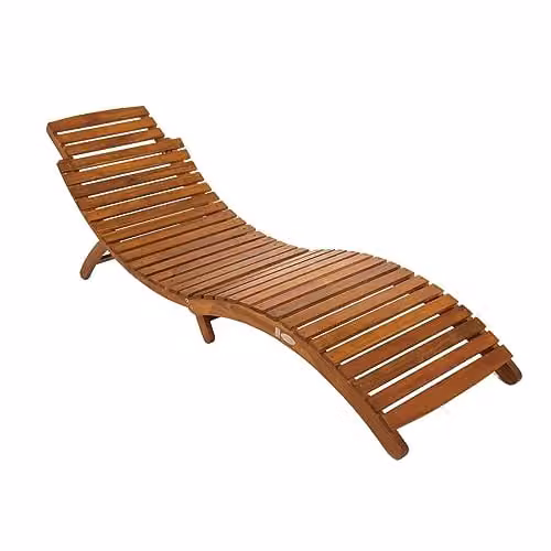Charles Bentley Acacia Hardwood Reclining Sun Lounger in Brown, W/D/H: 184.5 x 63 x 60 cm – 1
