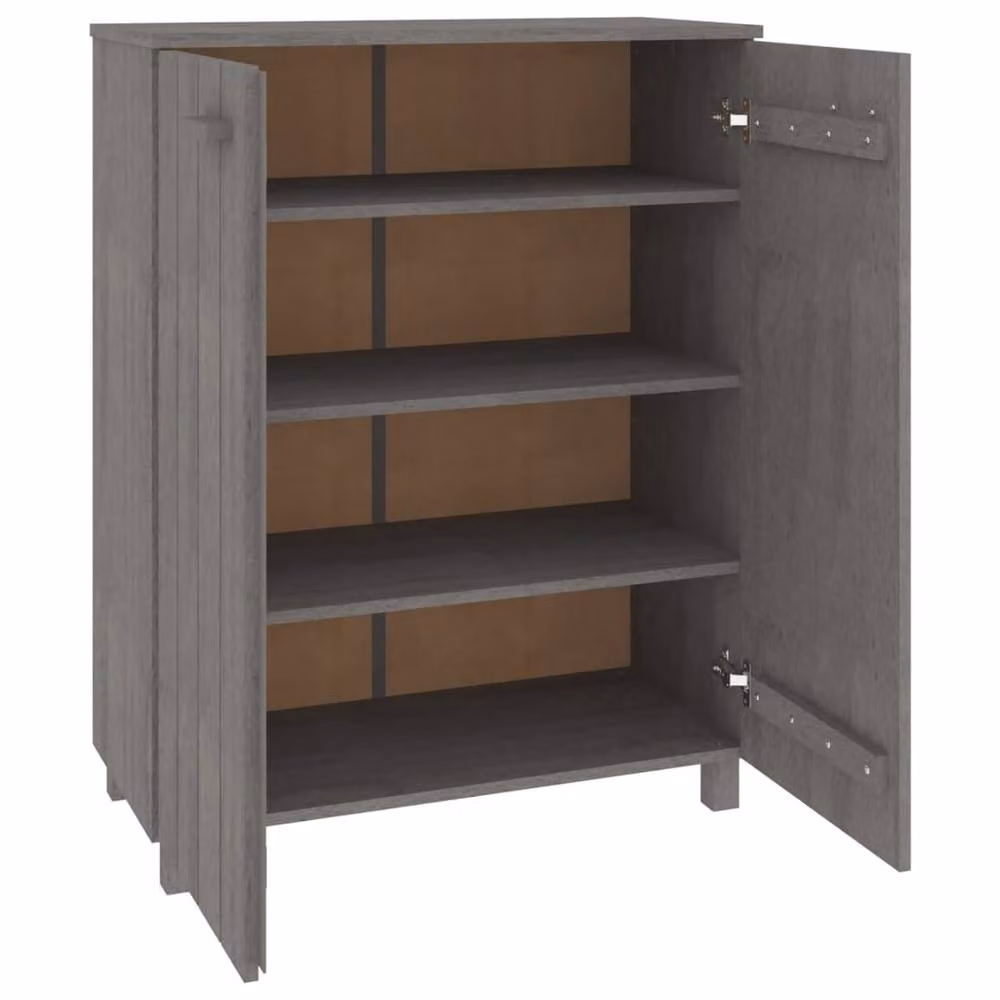 Berkfield Home HAMAR Shoe Cabinet in Light Grey, Solid Pine Wood, W/D/H: 85 x 40 x 108 cm – 3