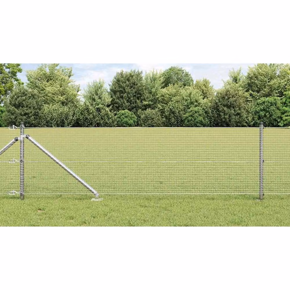 Berkfield Home Modern Welded Wire Fence with 13 Spike Posts, Galvanised Steel, Silver, W: 0.5 m, L: 100 m – 2