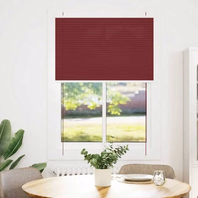 Berkfield Home Single Pleat Corded Blind in Bordeaux Red, W: 90 cm, H: 100 cm