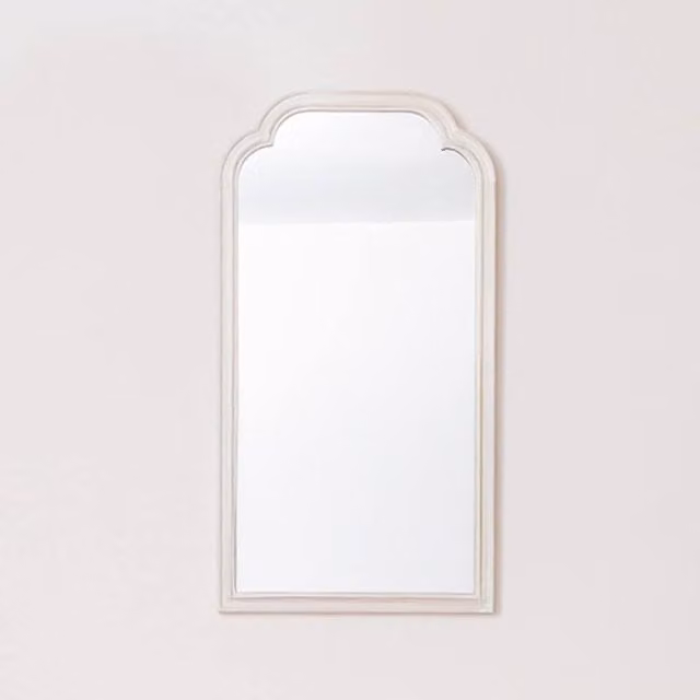 Melody Maison White Washed Distressed Wooden Frame Rectangular Wall Mirror, W: 40 cm, H: 75 cm – 1
