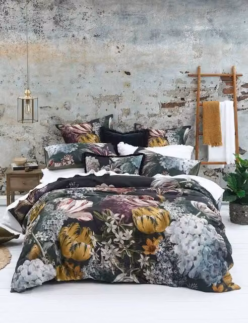 MM Linen Julia Pure Cotton Floral Bedding Set, Purple Mix, W: 180 cm x L: 200 cm