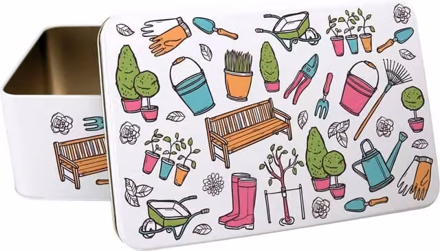 Purely Home Multicoloured Metal Cartoon Gardening Storage Tin