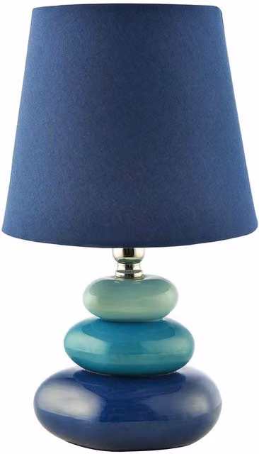 Happy Homewares Modern Ceramic Pebble Table Lamp in Blue, Turquoise and Petrol with Fabric Shade, H 30 cm x W 18 cm x D 18 cm – 7