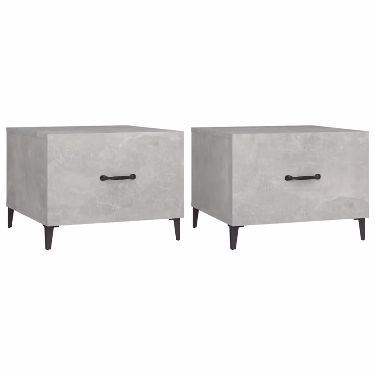 Berkfield Home Set of 2 Concrete Grey Coffee Tables with Metal Legs, W/D/H: 50 x 50 x 40 cm