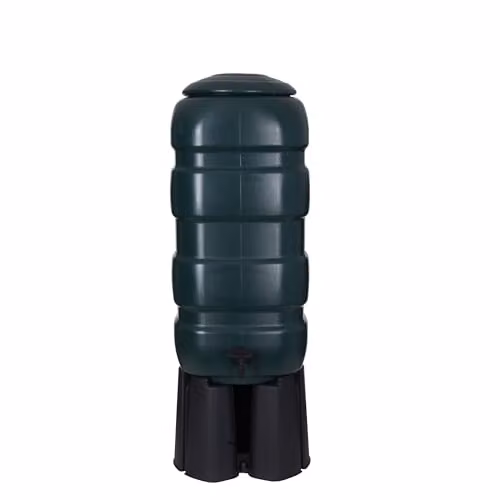 Whitefurze 100 l Green Freestanding Rain Barrel Kit with Stand and Connectors