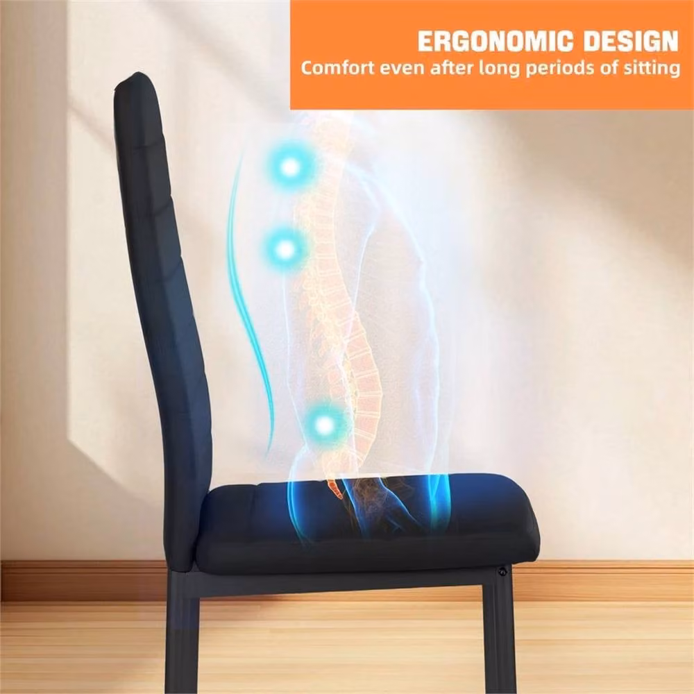 Nordara 4-Piece Dining Chair Set with Padded High Back and Black Metal Legs – 4