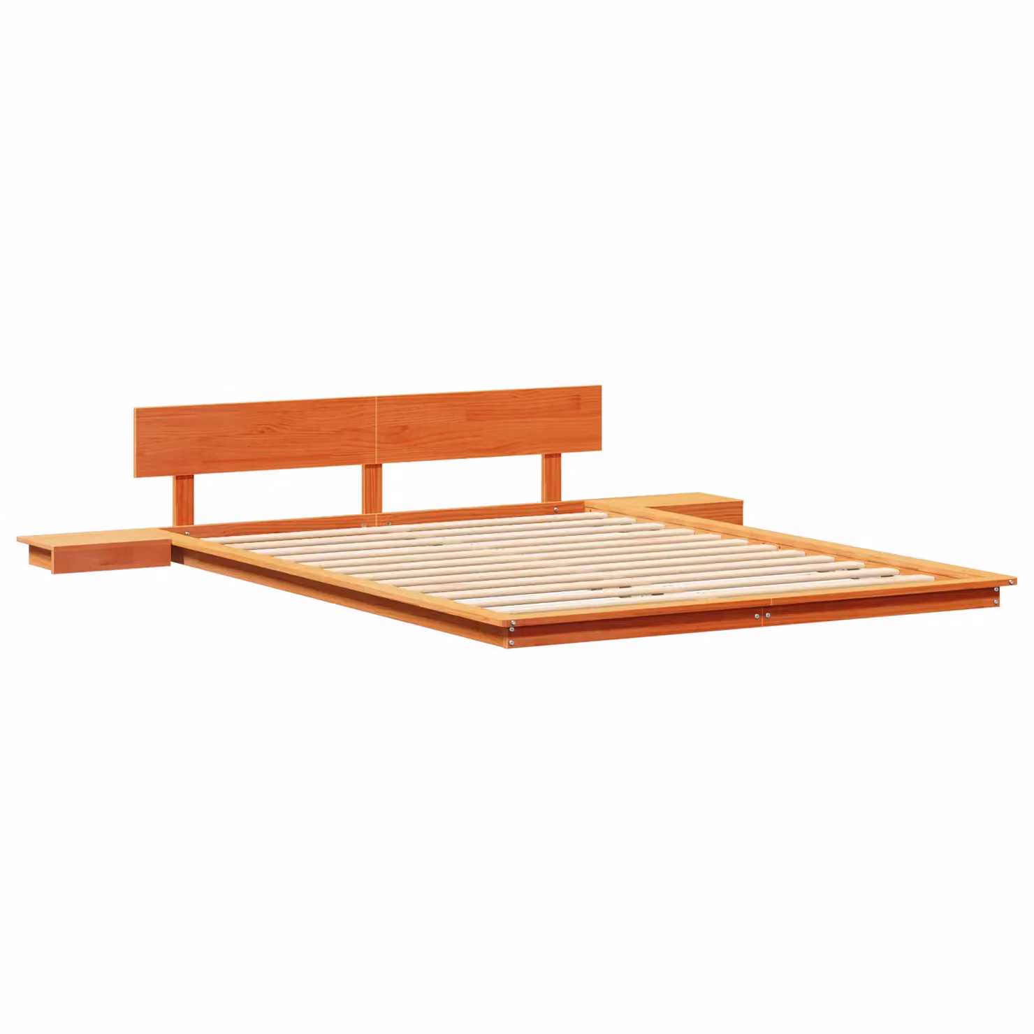 Berkfield Home Solid Wood Floor Bed Frame with Bedside Tables in Wax Brown, W/D/H: 150 x 200 cm – 2