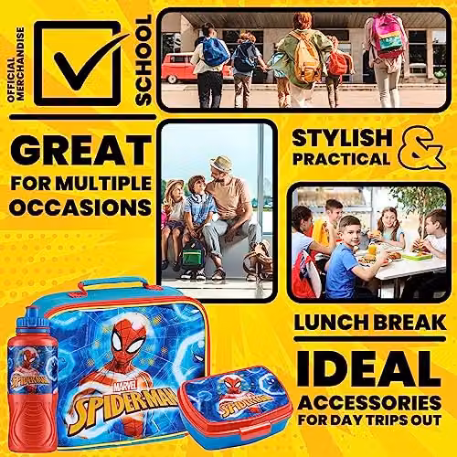 Marvel Spiderman 3 Piece Insulated Lunch Set with 430ml Water Bottle, Multicolour – 4