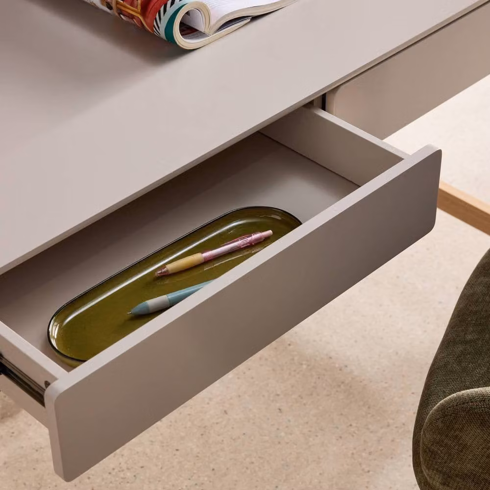 sweeek Scandinavian Writing Desk with 2 Drawers in Beige, W/D/H: 120 x 60 x 76 cm – 4
