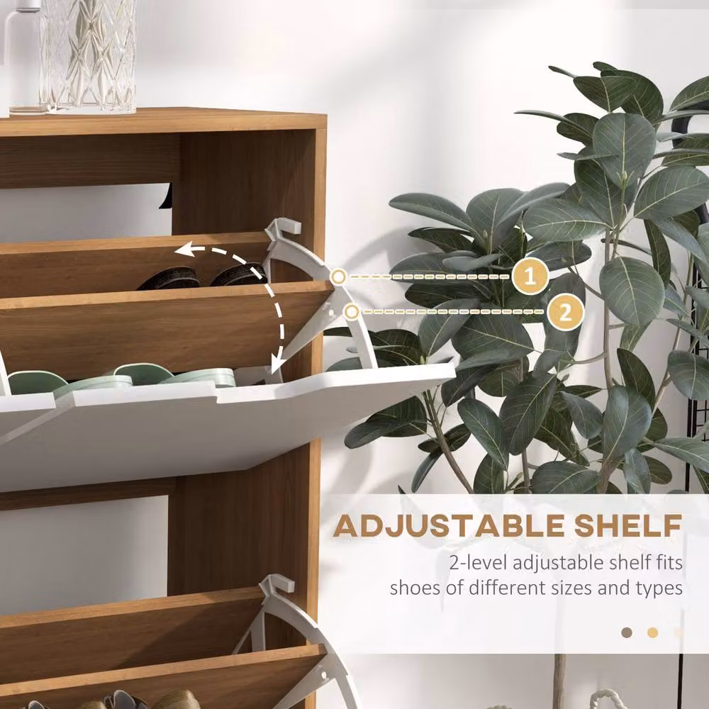 STILVORA Scandinavian Shoe Cabinet with 4 Tilting Compartments in Natural and White – 5
