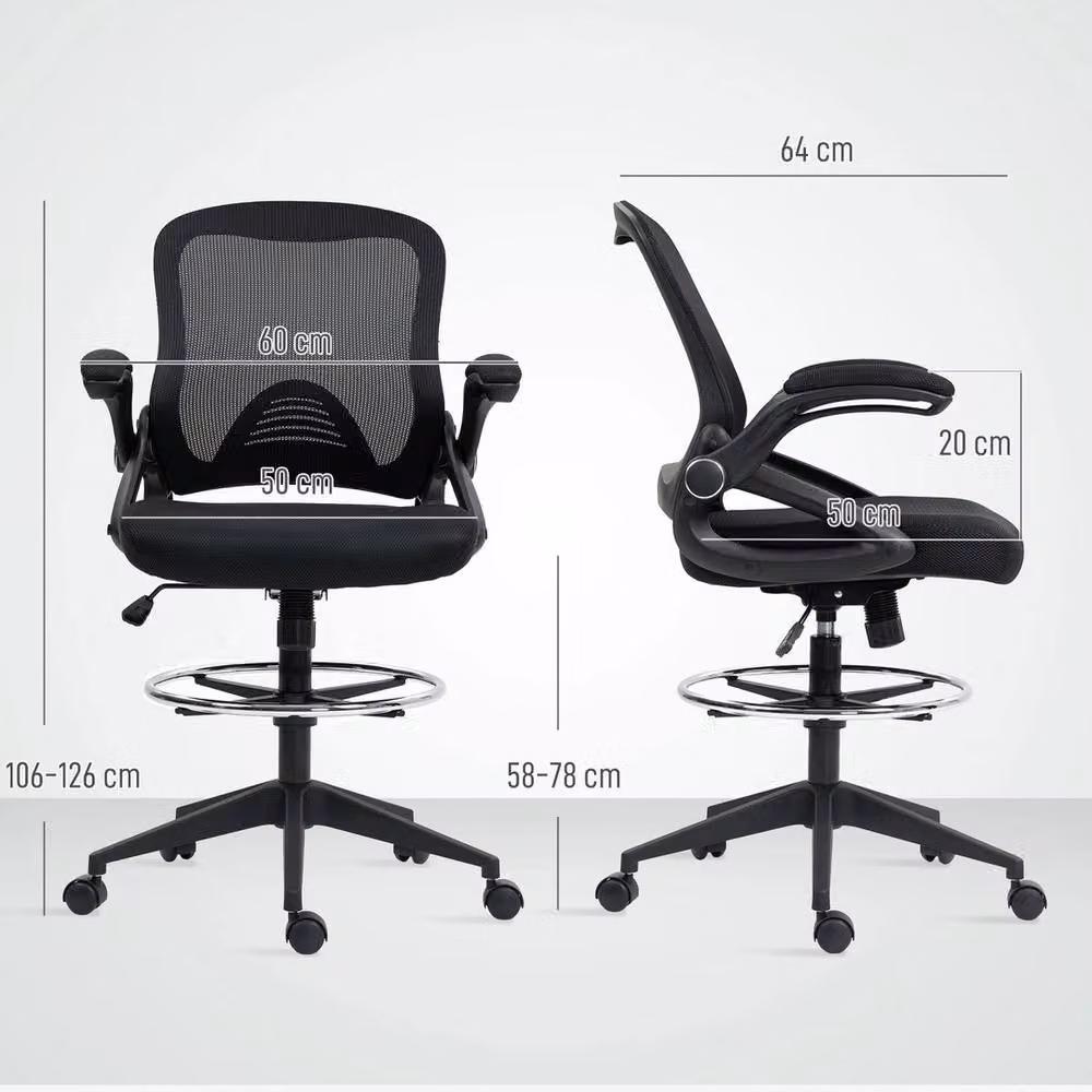FORGEVIO Black Height Adjustable 360 Swivel Office Stool – 2