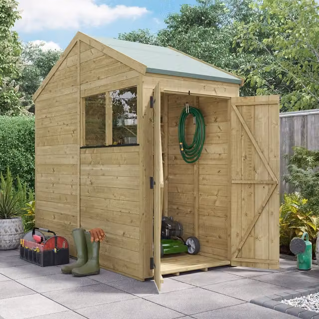 BillyOh Rustic Brown Wooden Apex Shed with Window and 15mm Tongue and Groove Panels
