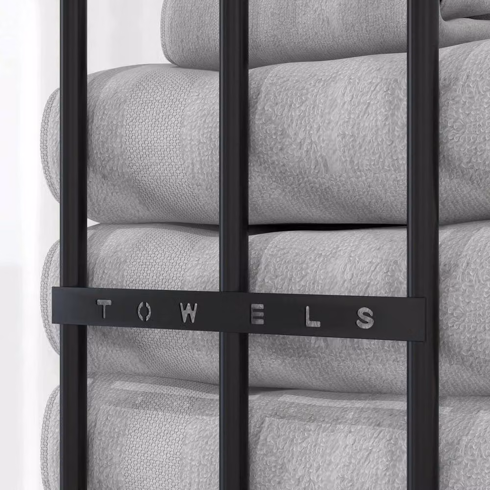 KORVIXA Wall Mounted Metal Towel Rail in Black, W/D/H: 74 x 150 x 42.1 cm – 3