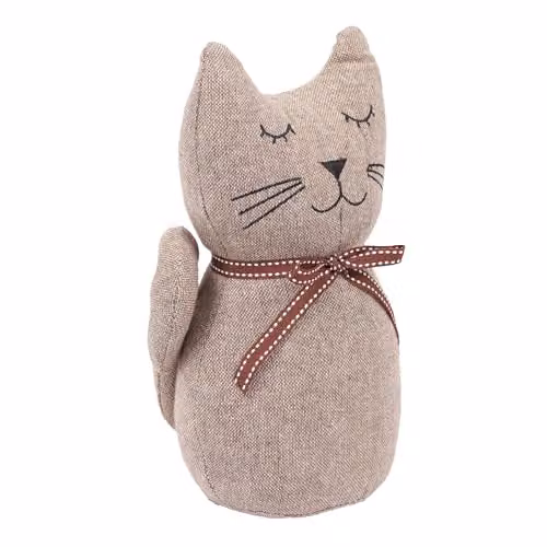 Nicola Spring Jasper the Cat Vintage Decorative Weighted Door Stop in Grey and Brown, H 25 cm x W 16 cm – 1