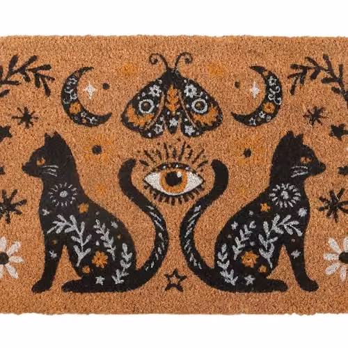 Something Different Wholesale Frightful Folk Cat Coir Doormat, Natural and Black, W/D/H: 60 x 40 x 1 cm – 4