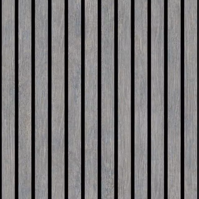 Muriva Ugepa Grey and Black 3D Wood Slats Striped Vinyl Wallpaper – 1