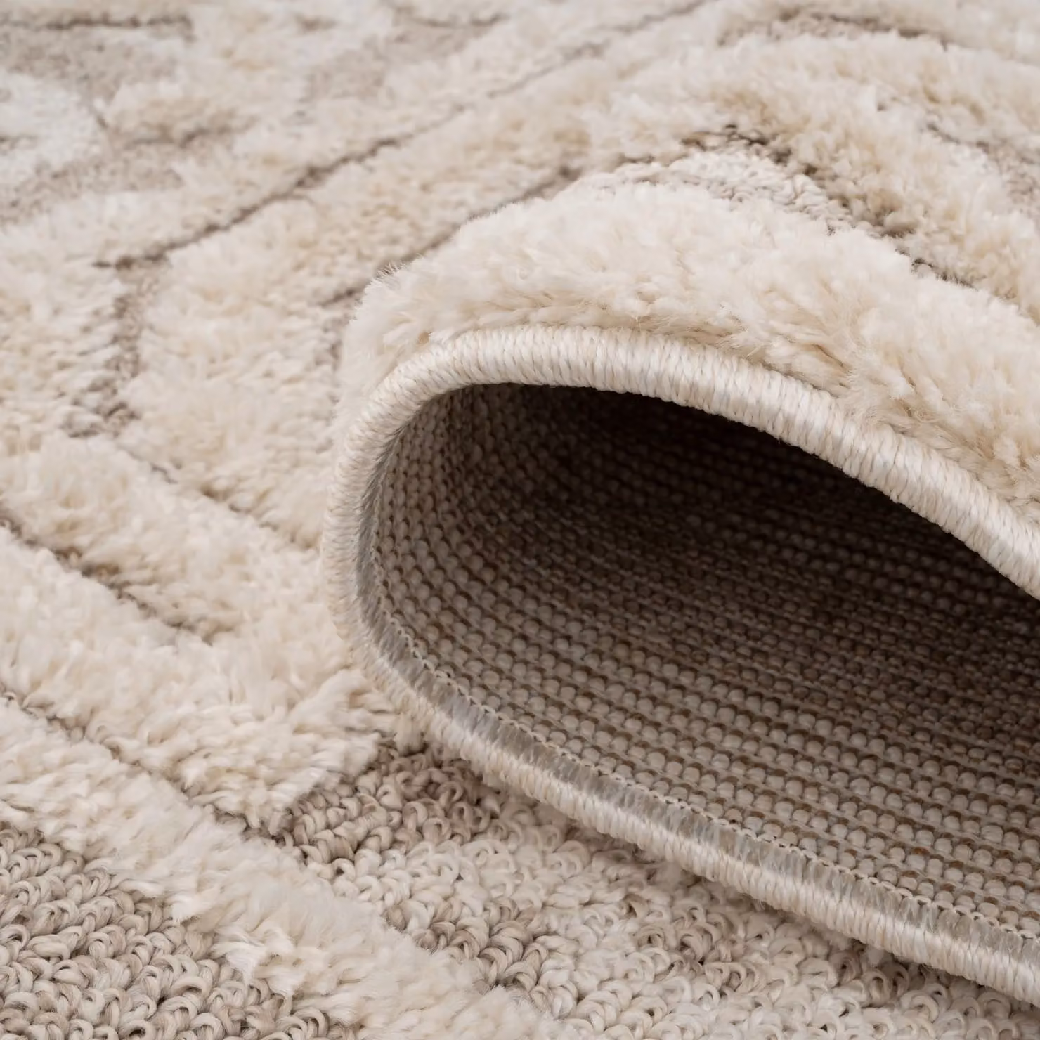 Kukoon Modern Abstract Rectangular Living Area Rug in Silver, White and Beige, W: 120 cm, D: 170 cm – 2