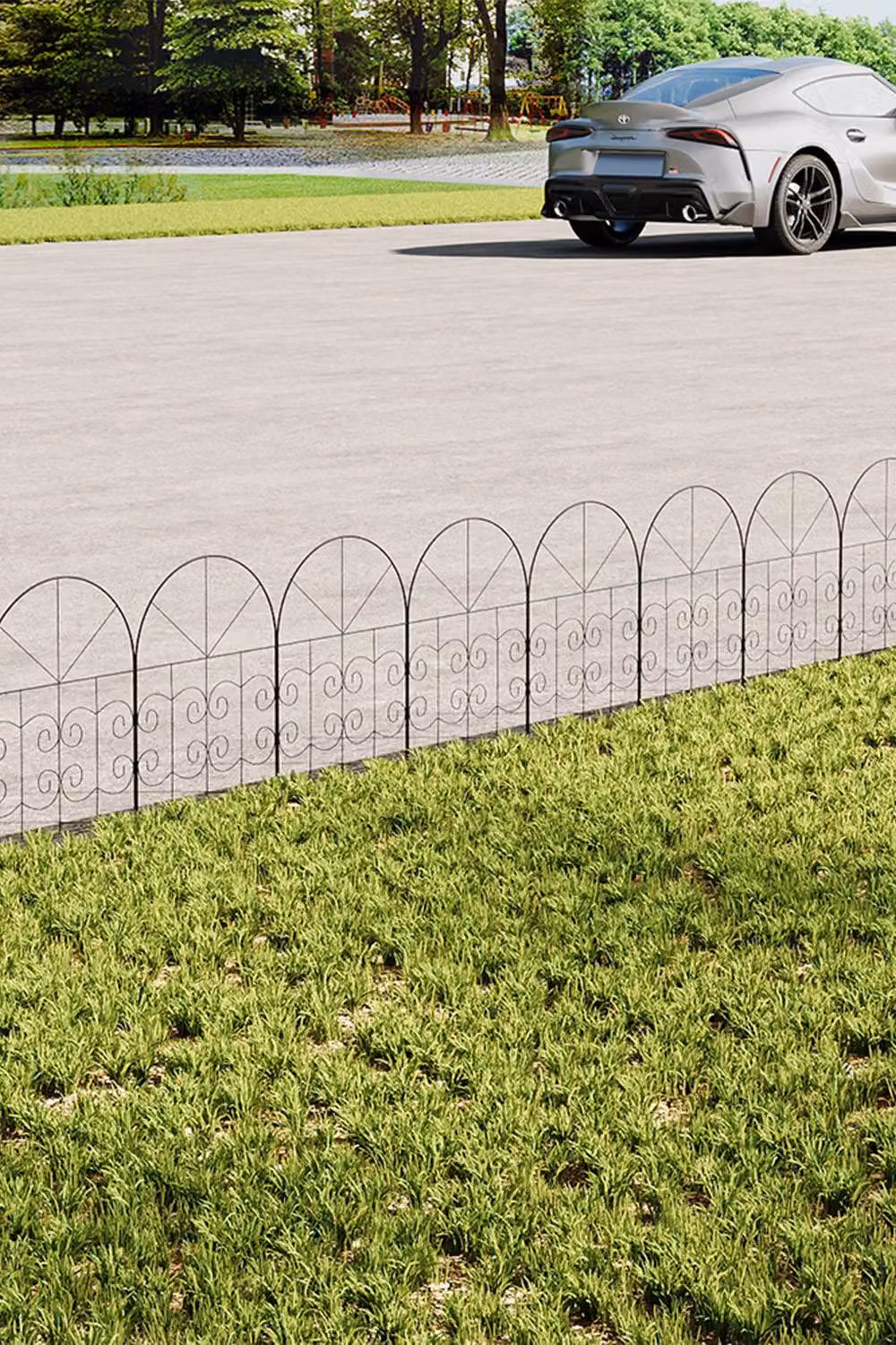 Living and Home 25-Panel Metal Arched Garden Edging Fence and Yard Border Decor Set in Black – 3