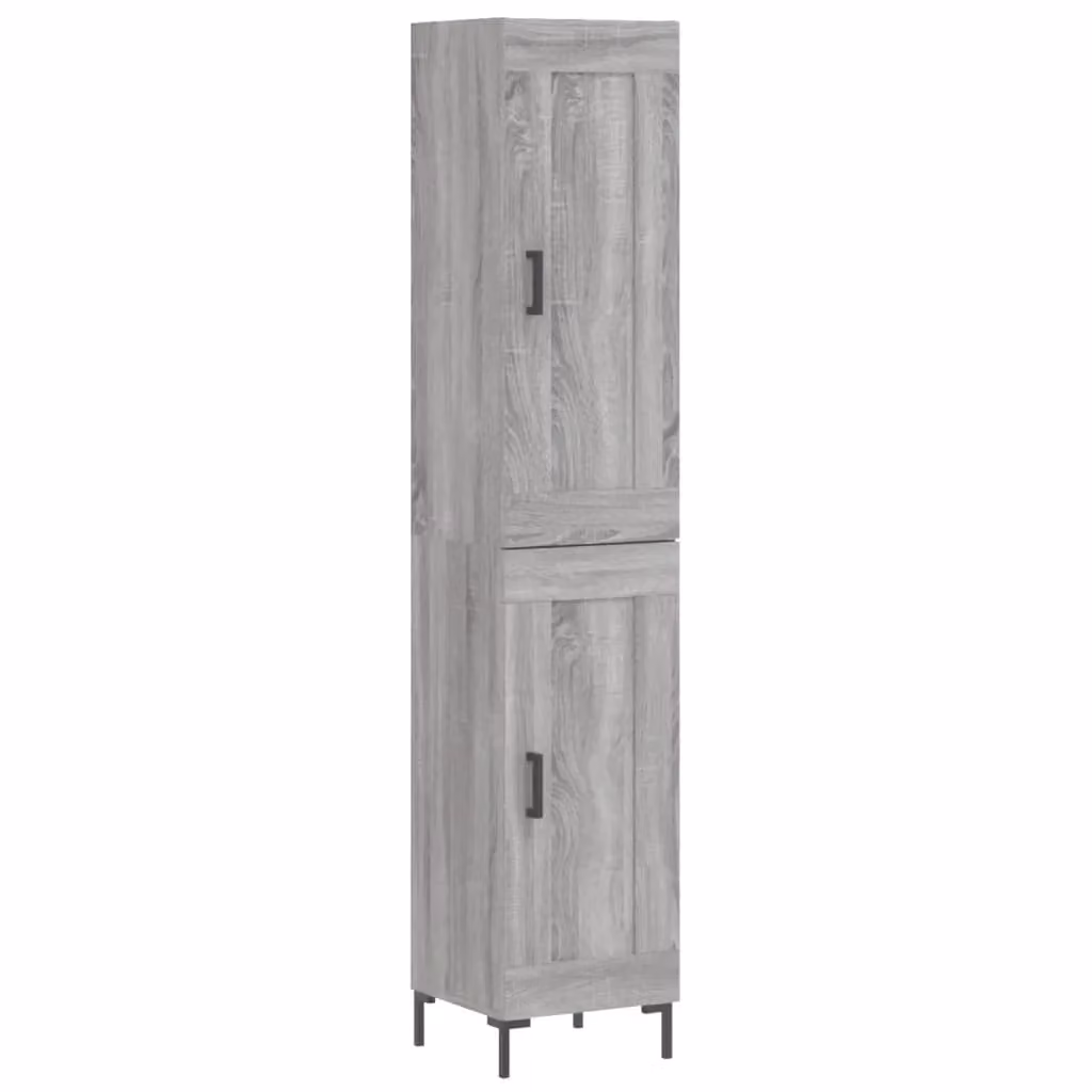 Berkfield Home Grey Sonoma Highboard with Hinged Doors and Internal Shelves, W/D/H: 34.5 x 34.5 x 180 cm – 2