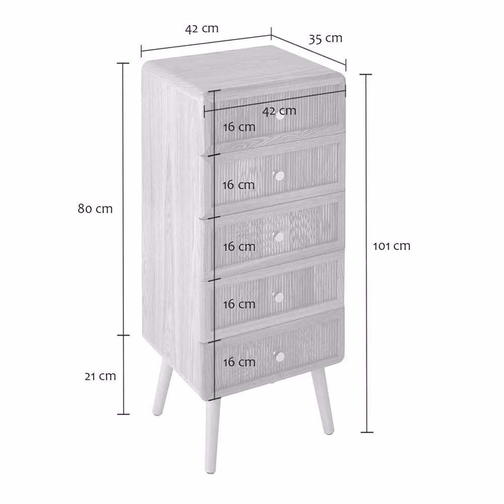 CALICOSY 5-Drawer Chest with Slatted Fronts in Light Brown – 4