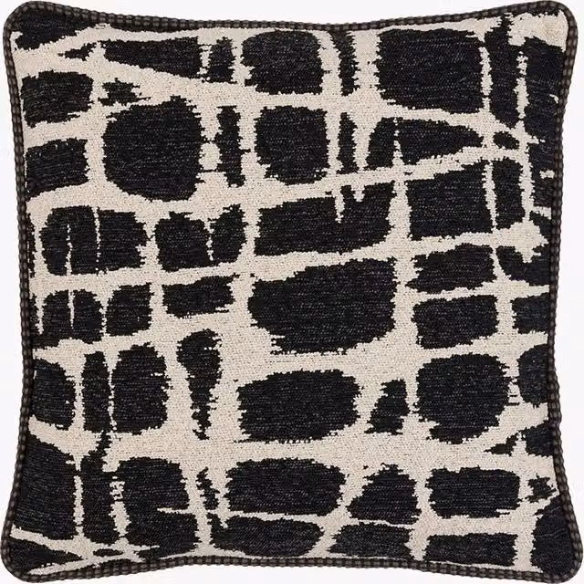 Perch & Parrow Elio Jacquard Square Cushion in Grey and Black