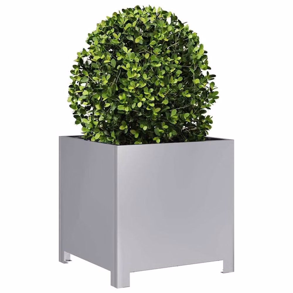 Berkfield Home Silver Galvanised Steel Garden Planter Tub, W/D/H: 40 x 40 x 40 cm – 3