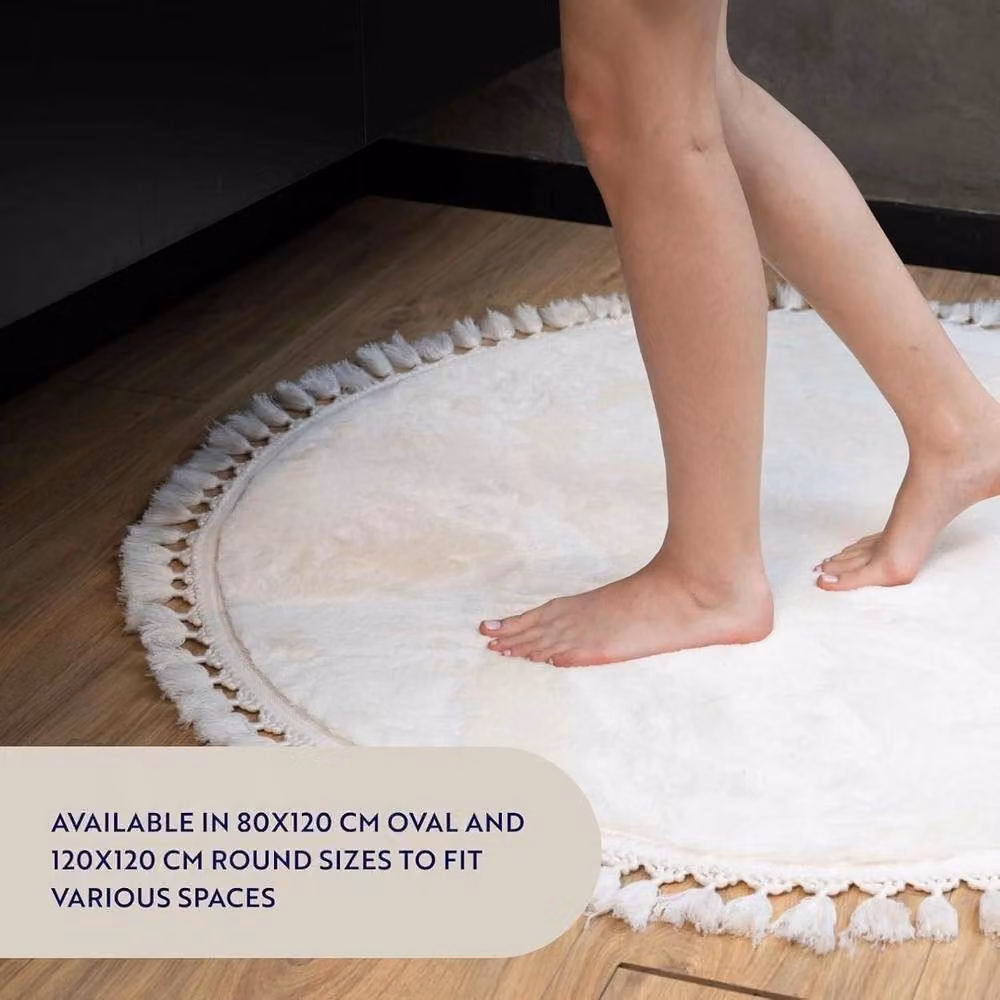KORVIXA Washable Square Area Rug in White, W/D/H: 100 x 100 x 1 cm – 3