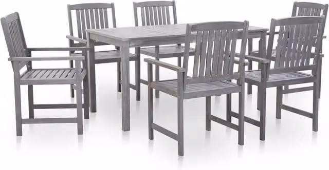 Berkfield Home 7 Piece Outdoor Dining Set in Grey Wash Solid Acacia Wood