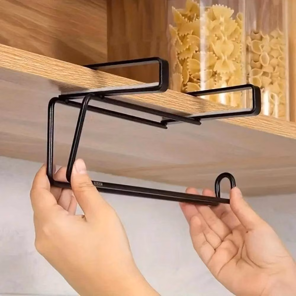 Kelvenix Metal Wall Mounted Under Cabinet Paper Towel Holder in Black – 4