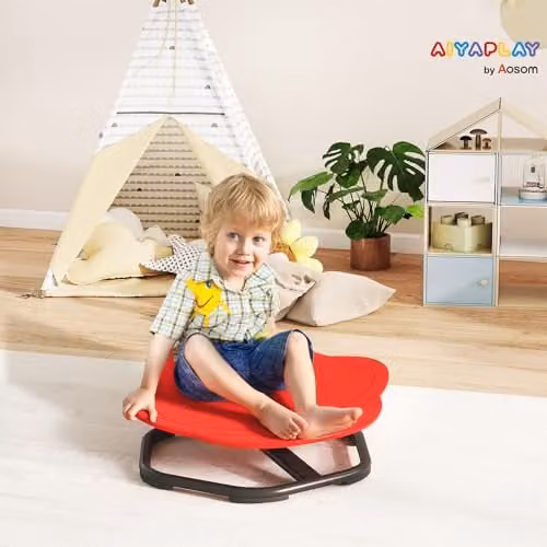 AIYAPLAY Planet-Shaped Sensory Spinning Swivel Chair for Kids in Red and Orange – 2