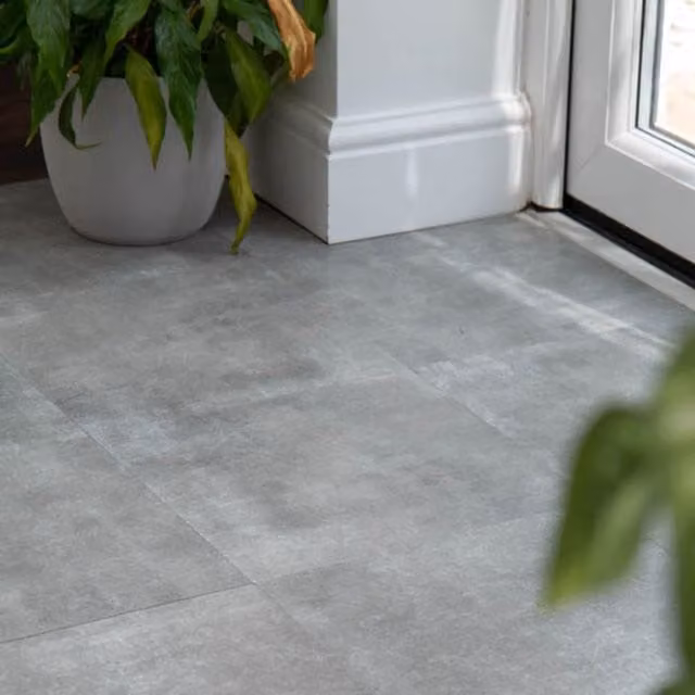 d-c-fix Solid Concrete Self-adhesive Vinyl Floor Tiles, Grey, W: 30.48 cm, D: 30.48 cm