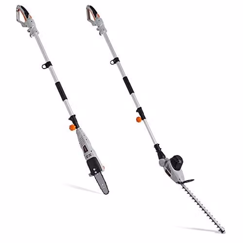 VonHaus 2 in 1 Pole Hedge Trimmer and Chainsaw, 750W Corded Electric, Grey, Black and Orange – 1