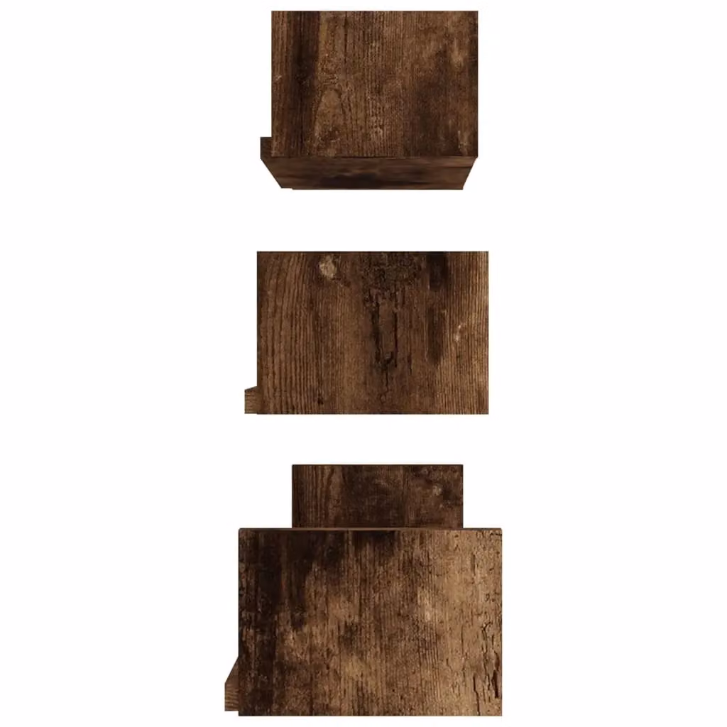 Berkfield Home Set of 3 Wall Mounted Display Shelves in Smoked Oak Brown – 3