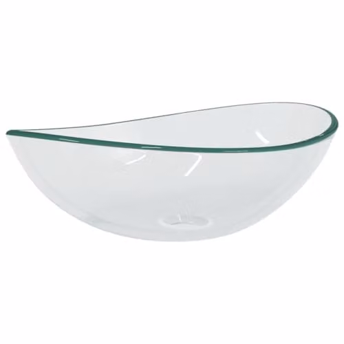 vidaXL Oval Tempered Glass Countertop Basin, Transparent, W/D/H: 54.5 x 35.0 x 15.5 cm