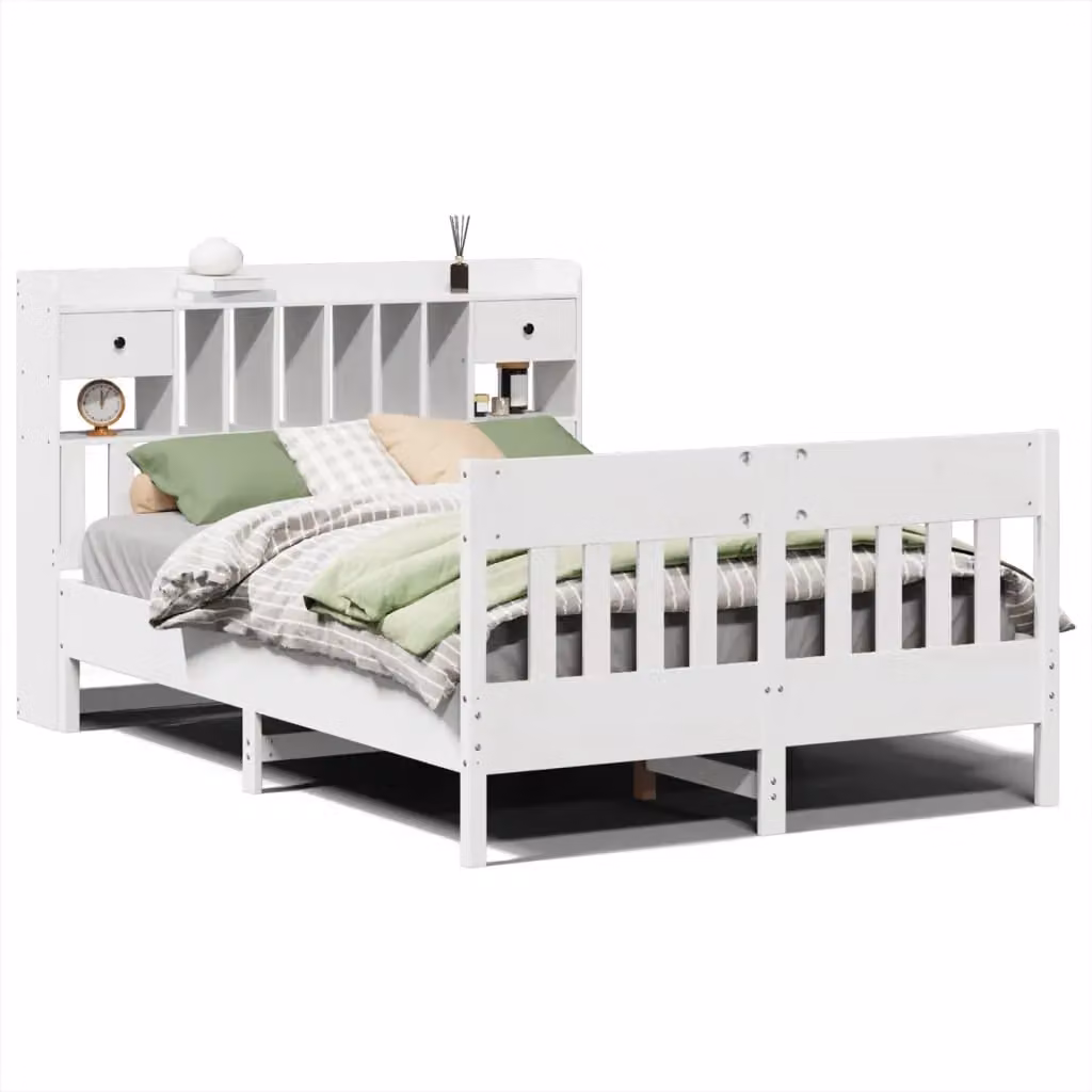 Berkfield Home King Size Solid Wood Pine Bed Frame with Drawers, White, W: 150 cm, L: 200 cm – 2