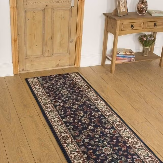 runrug Traditional Blue Hallway Carpet Runner Rug, W: 70 cm, L: 240 cm