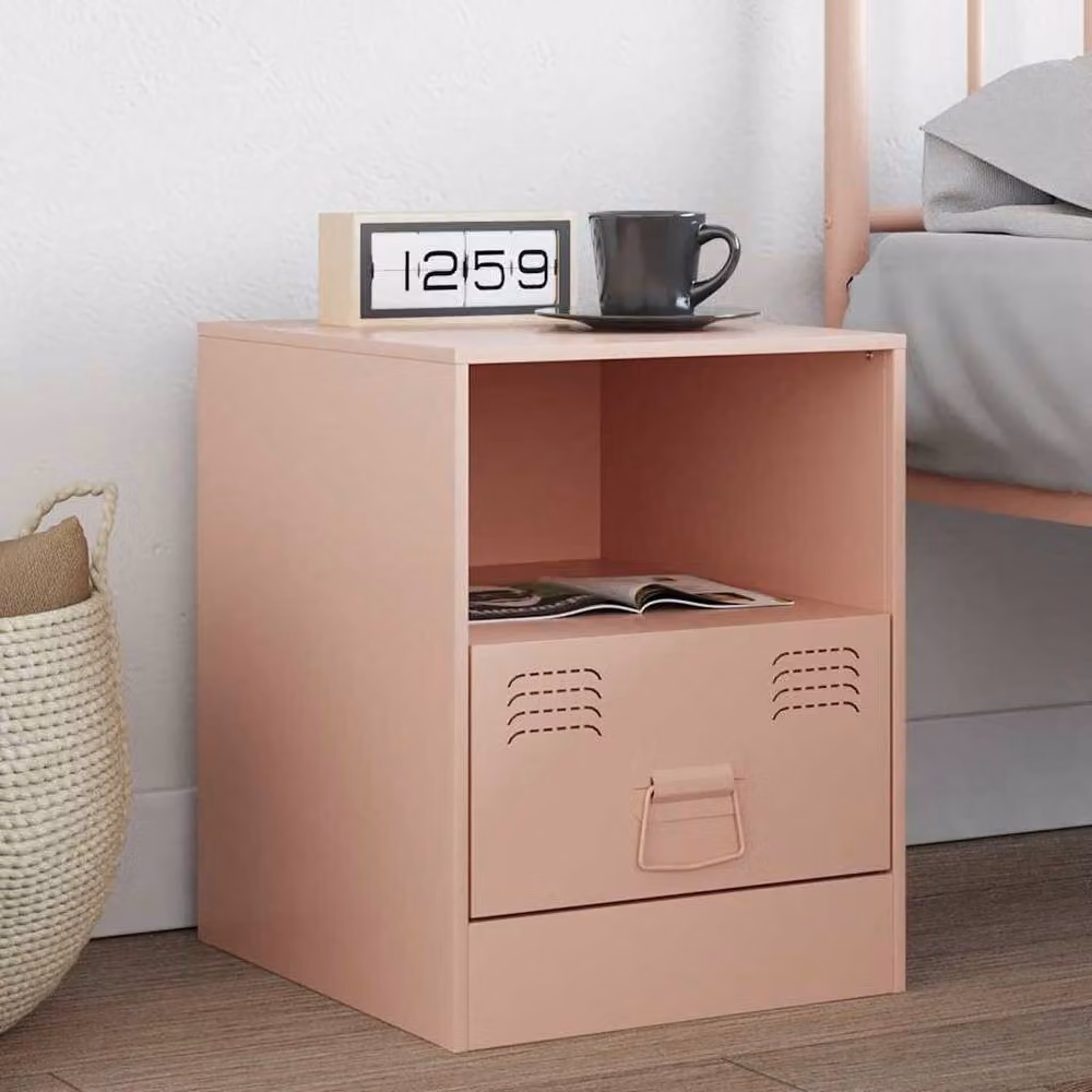 Berkfield Home Pink Metal Bedside Cabinet W/D/H: 34.5 x 39 x 44 cm – 2