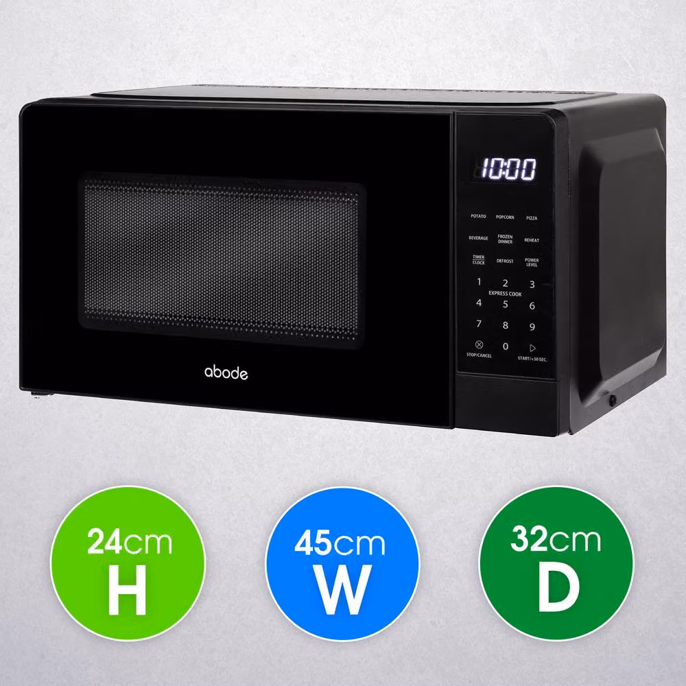 Abode AMT2012S/01 Touch Control Digital Solo Microwave, 20L, Black and Silver – 2