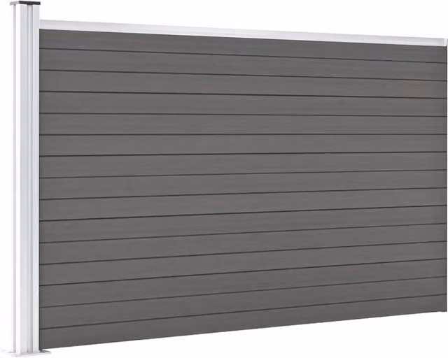 Berkfield Home Grey WPC Garden Fence, W: 105 cm, H: 175 cm – 1