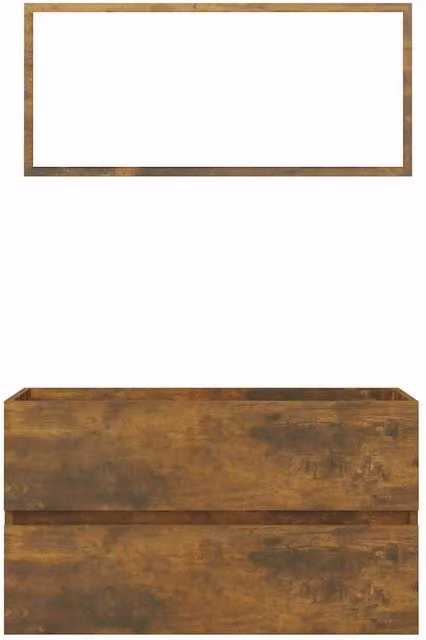 Berkfield Home 2 Piece Modern Bathroom Furniture Set in Smoked Oak Brown featuring Vanity Unit and Mirror Cabinet