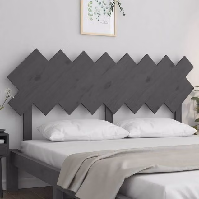 Berkfield Home Beautiful Bed Headboard in Grey, Solid Pine Wood, W: 159.5 cm, D: 3 cm, H: 80.5 cm – 1